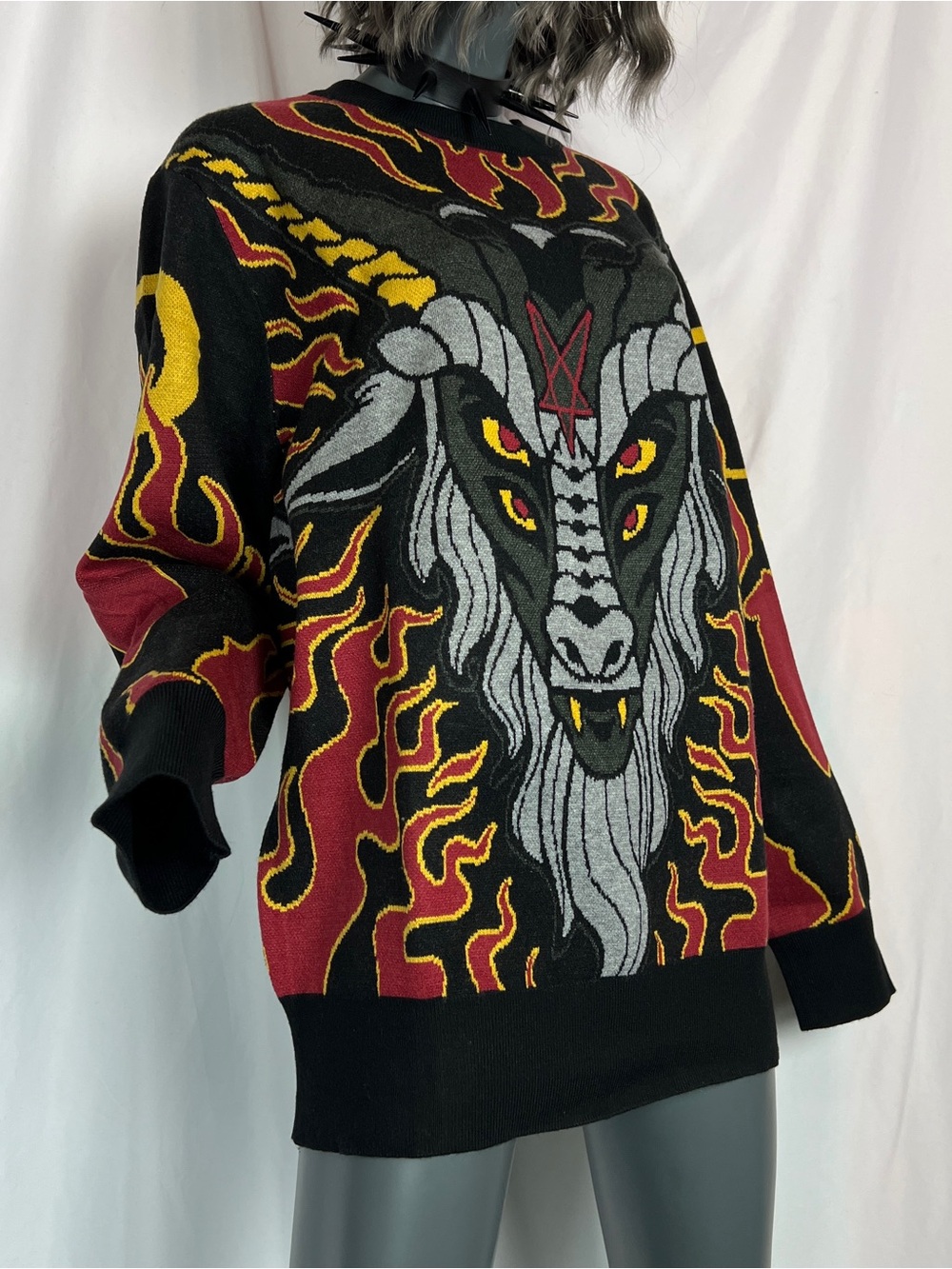Killstar Inferno Flames Hallowmas Baphomet Goat Sweater